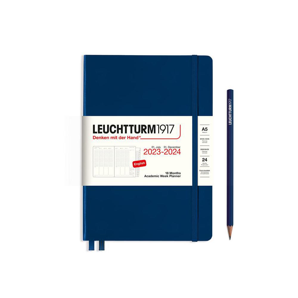 Leuchtturm 2024 18 Month Academic Week Medium A5 Planner Navy